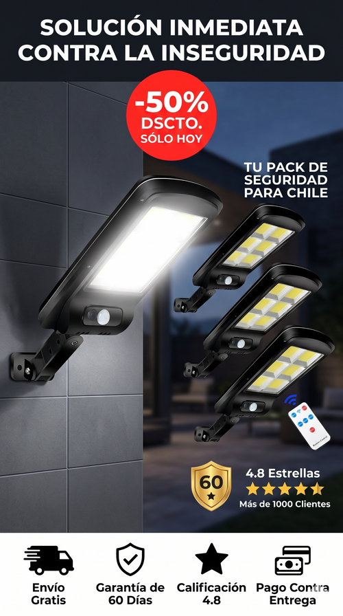 Pack x3 Focos Solares "Guardián LED" con Sensor Inteligente