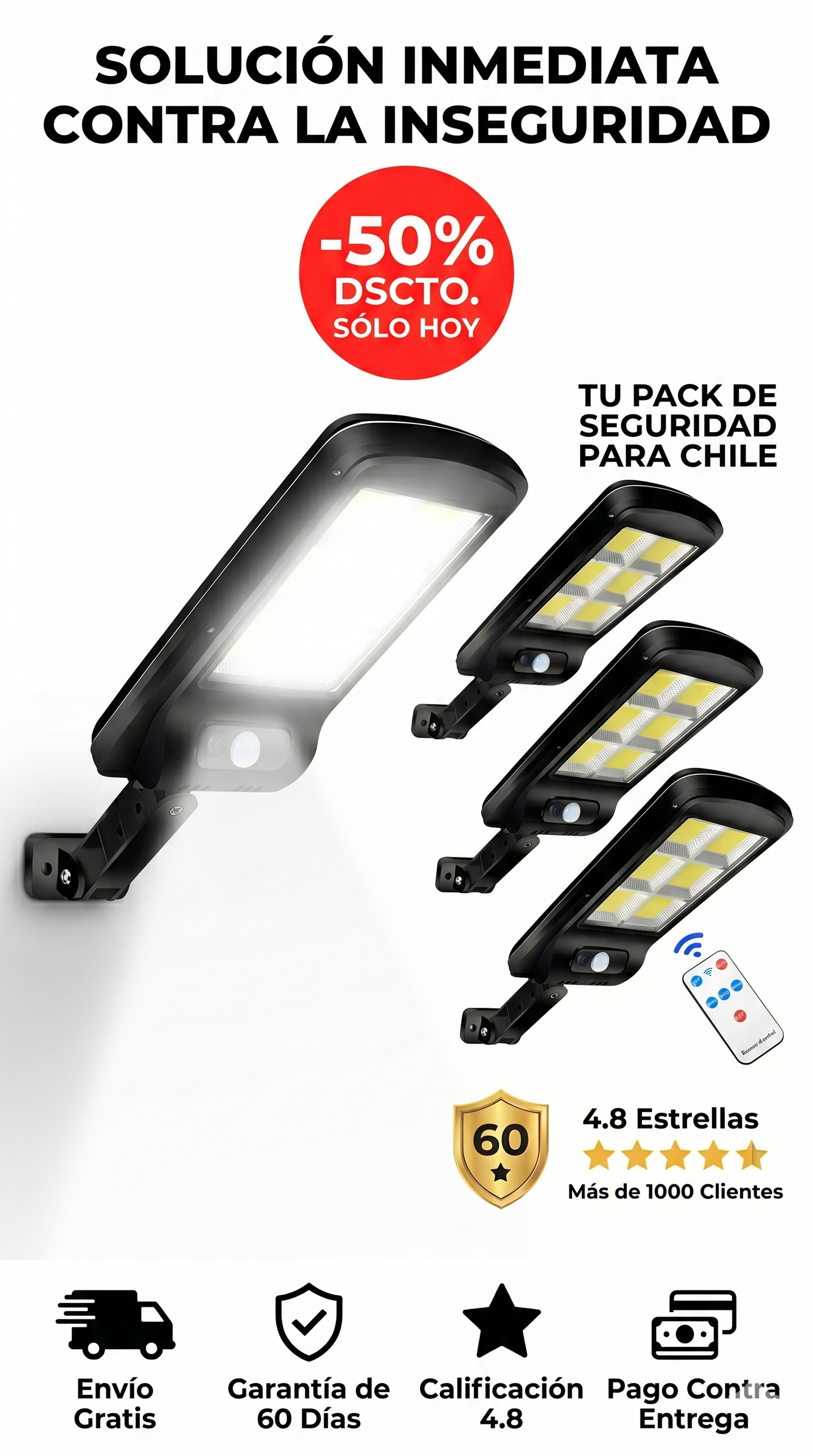 Pack x3 Focos Solares "Guardián LED" con Sensor Inteligente